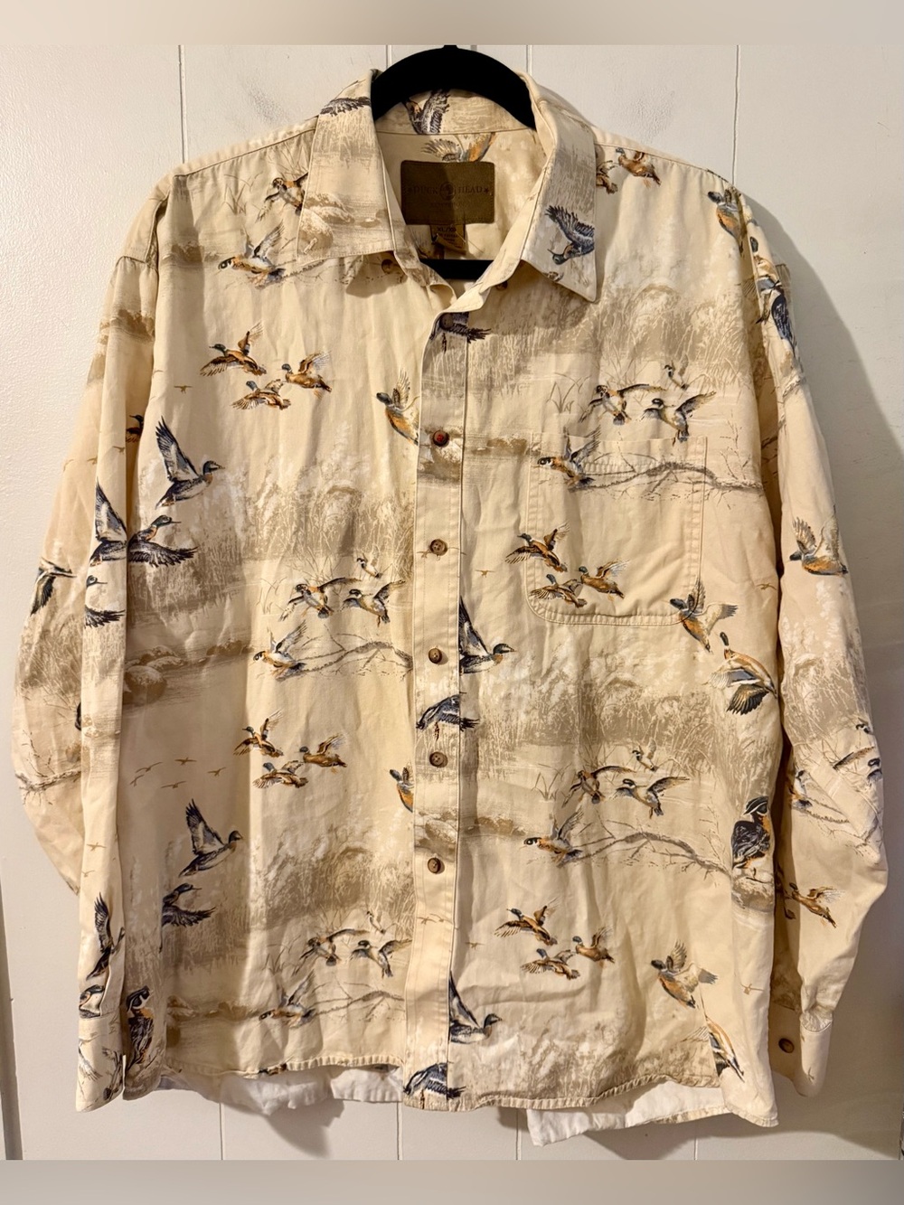 Duck Head 90’s All Over Print Retro Duck Design Button Down, Size XL